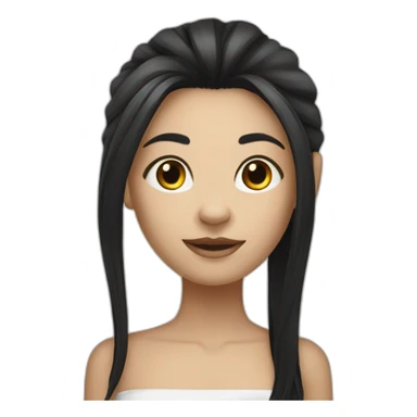 White skin Girl with straight black hairs and big lion sticker