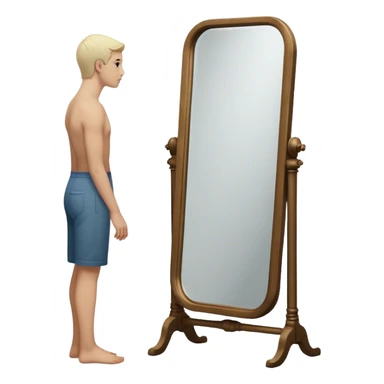 A person looks into a mirror, but instead of their own face, they see a larger figure watching them—distant, imposing, and unreadable. As they step back, the reflection fades, revealing only themselves. They turn away, realizing the power was never in the reflection but in walking away. sticker