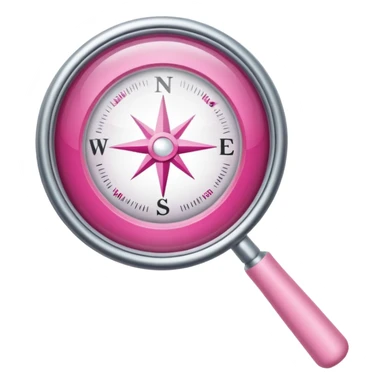 mix light pink dark pink and white girly internet compass logo with a small magnifying glass at the bottom sticker
