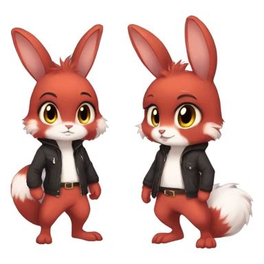 Anthro Sona Cool Edgy Fakemon Full Body Red Rabbit Squirrel Chibi Cute  sticker