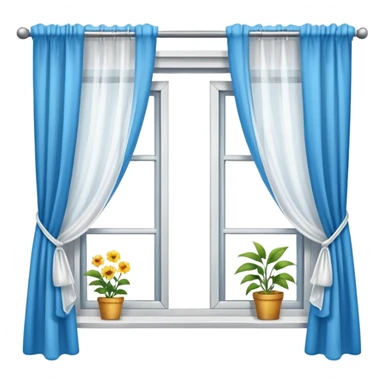 Window with hanging things+ curtain, Apartment Windows. sticker