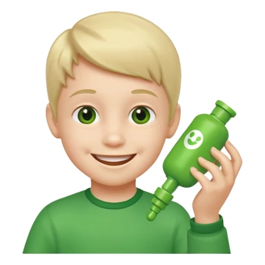 kid playing green formula toy sticker