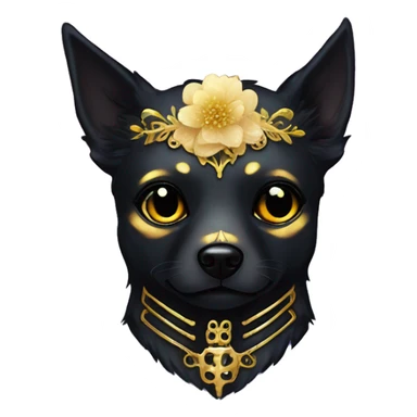 Black iridescent dog fox zombie skeleton gold mechanical nebula galaxy stars flowers fairy lights vintage sticker