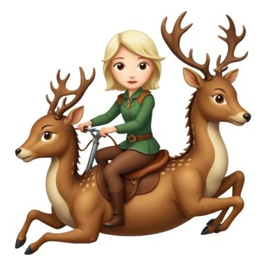 Girl riding a deer on a dragon  sticker