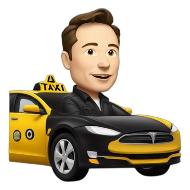 elon musk as a  taxi driver behind the wheel sticker