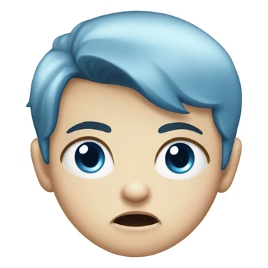 Angry baby Caucasian boy with blue eyes and blue hair sticker