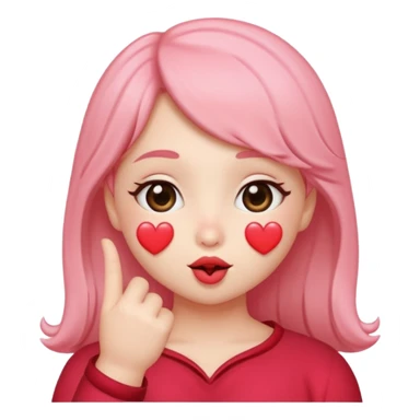 an uwu kissy face with a finger heart sticker