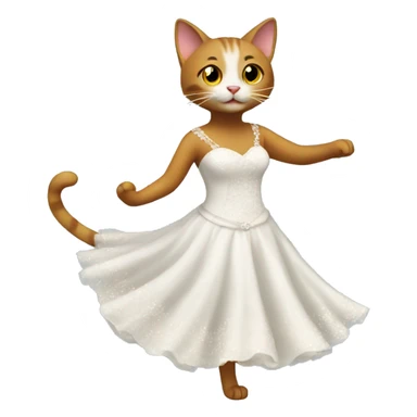 Cat dancing to the left in a wedding dress sticker