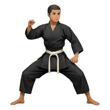 An icon depicting a martial artist in a black gi performing an Aikido technique in a dojo. The background showcases wooden floors, traditional dojo decor, and soft lighting that creates a peaceful yet focused atmosphere. The Aikido practitioner demonstrates fluid movement and precision.  sticker