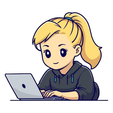 Blonde girl ponytail laptop sticker