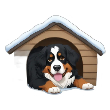 bernese mountain dog is lying on its back in a snow house sticker