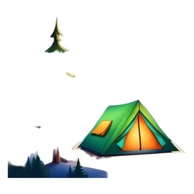 northern lights over pine forest with camping tent sticker