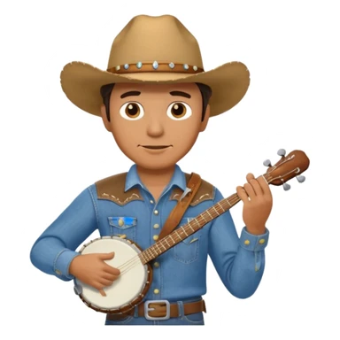 banjo-playing cowboy sticker