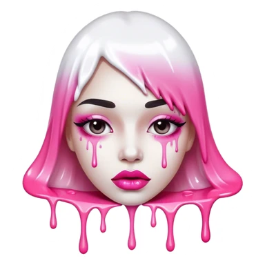 dripping white paint spilling out of Floating pink ombre lips sticker