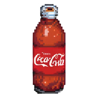 pixel art Coca Cola can with classic logo sticker