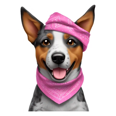 Australian cattle dog with pink bandanna around neck sticker