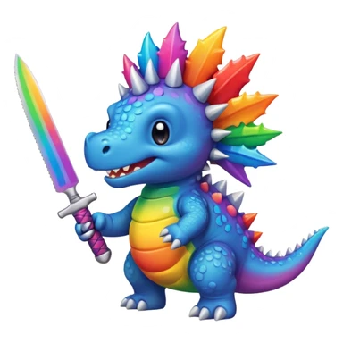 Cute rainbow Stegosaurus with knife sticker