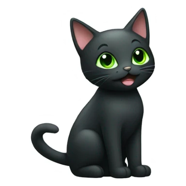 Black cat playing with a green star sticker