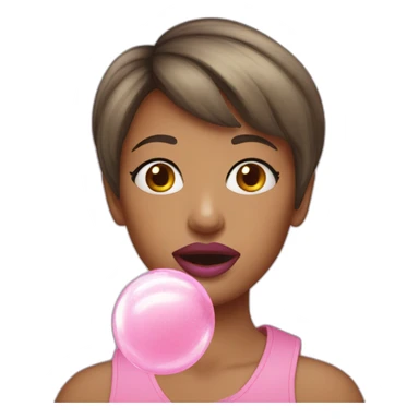girl shorthair shooting bubble gum sticker