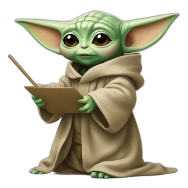 BABY YODA PAINTING PICTURE sticker