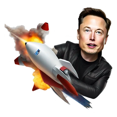 Elon Musk on a flying rocket sticker