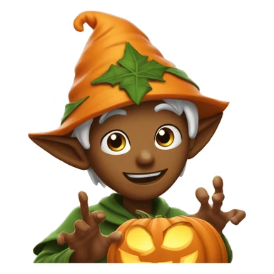 pumkin elf male casting a spell sticker