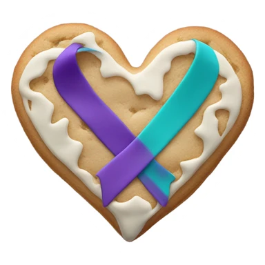 Purple teal Suicide awareness ribbon, heart cookie sticker