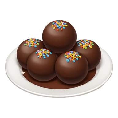 chocolate balls on plate with chocolate sprinkles sticker