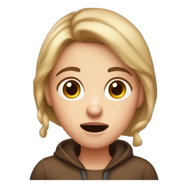 Surprised cozy white girl with brown hair sticker