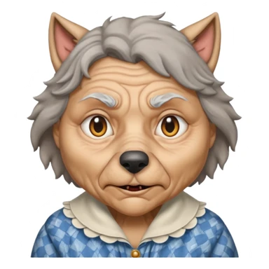 The big bad wolf is wearing Grandma's clothes, yet its face still looks like a wolf's. sticker