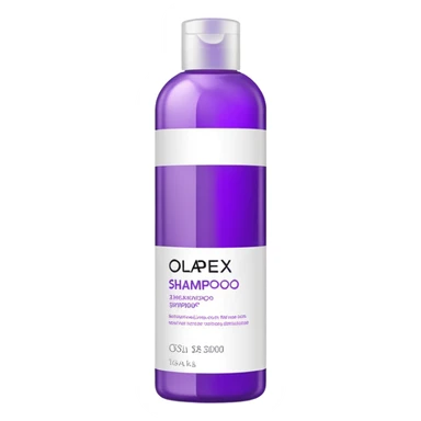 Olaplex shampoo bottle with purple label sticker