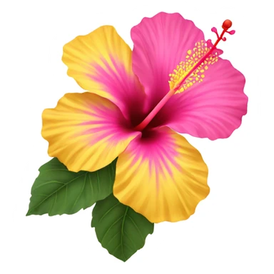 yellow and pink hibiscus flower sticker