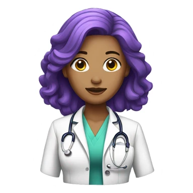 purple hair woman doctor  sticker