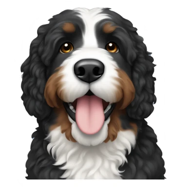 Black Bernedoodle with only white fur under his chin. Brown eyebrows  sticker