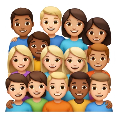 group of children standing together, fun and supportive sticker