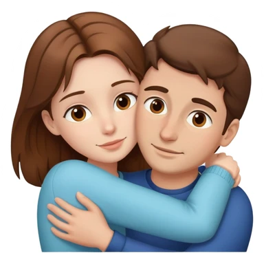 portrait of brown haired girl hugging a man  sticker