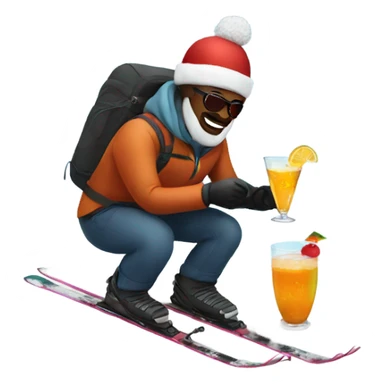 Man snow skiing with a cocktail in hand sticker