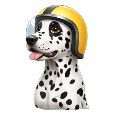 A Dalmatian wearing a full glass helmet sticker
