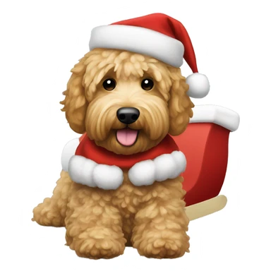 Goldendoodle dog with Santa Claus dress in the sleigh sticker