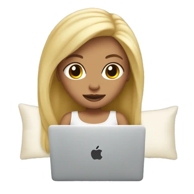 blonde girl using macbook in bed sticker