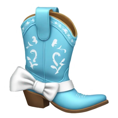 Light blue cowboy boots with a white bow sticker