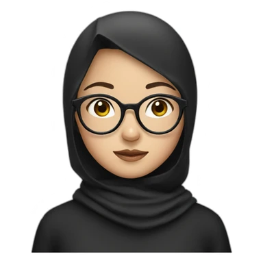 a chinese girl with black hijab and round glasses sticker