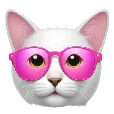White cat wearing pink star sunglasses  sticker