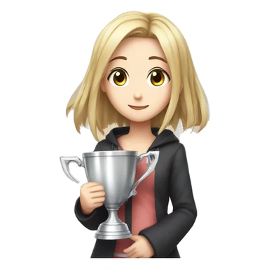 anime girl with win cup sticker