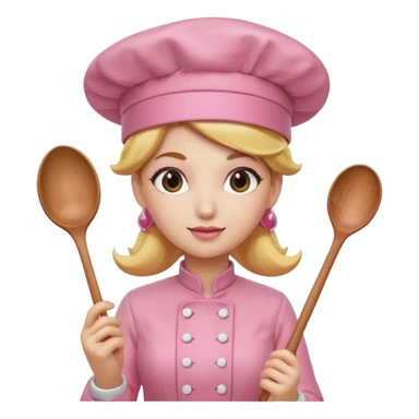 Pink chef hat princess peach with a hand and spoon sticker