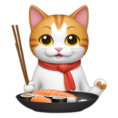 cat serving sushi sticker