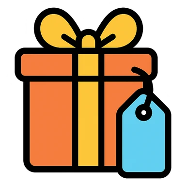 present icon, stylized, with a tag, suitable for digital use sticker