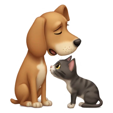 Cat kissing a dog sticker