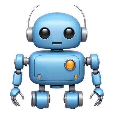 Minimal flat vector emoji of a cute Android-style robot, rounded head with small antennae, white circular eyes, simple rectangular body, short rounded arms and legs, solid dark color, clean silhouette, no gradients or shadows, centered on white or transparent background. sticker