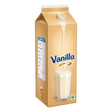 beige tall vanilla milk carton that says "vanilla" on it  sticker